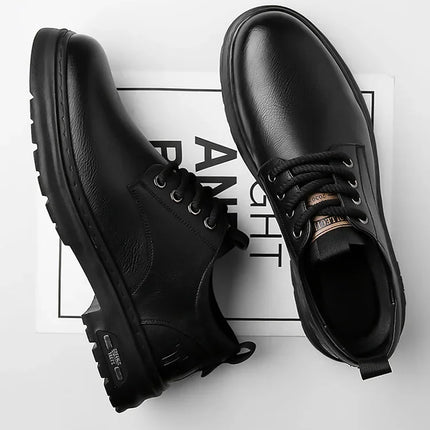 Men's Casual Leather Shoes Designer Trendy All-match Platform Shoes  Men's Business Breathable Leather Shoes shoe