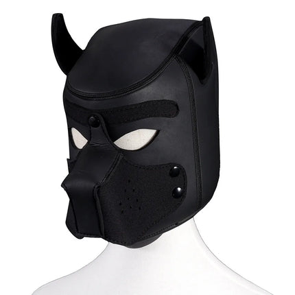 Fashion Puppy Cosplay Dog Mask Head Gear Party PU Leather Rubber Unisex Masks Adjustable Shoulder Strap Leather Chest Harness