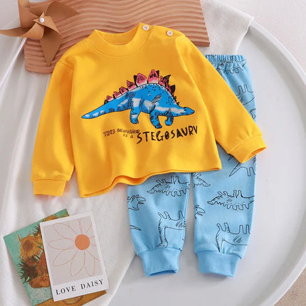 Multi Color Cute Cartoon Bear Print Toddler Baby Suits Tops Hoodie and Pants Comfortable Baby Sets for 1-8Y Kids Clothing Sets