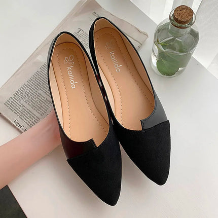 Women Shoes Fashion Splice Mule Flats Pointed Toe Ballerina Ballet Flat Shoe Zapatos Casual Slip On Shoes Mujer Loafers