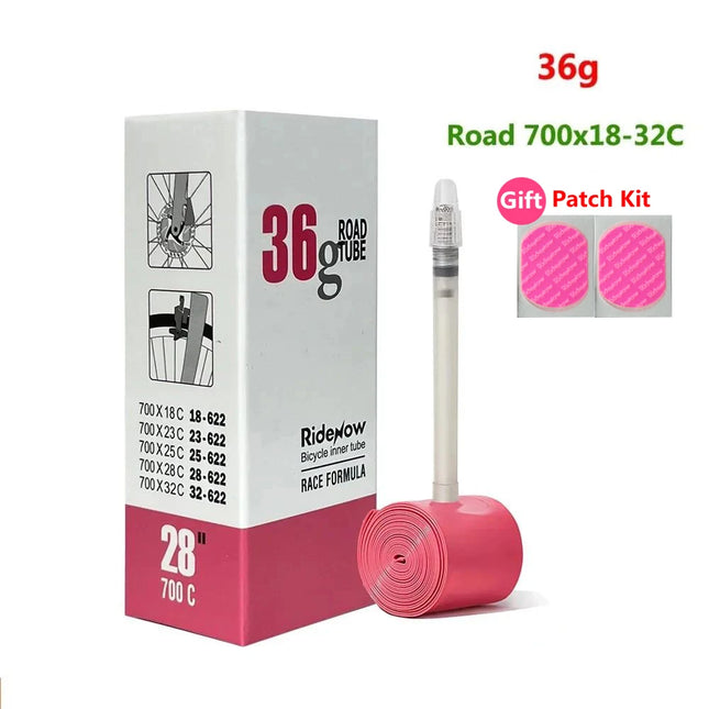 RideNow TPU Road Bicycle Inner MTB Tube 700x25C Tire Gravel Bike Accessories 29x1.5 1.9 Tires Patch Kit 24 36 45g Ride Now Tubes