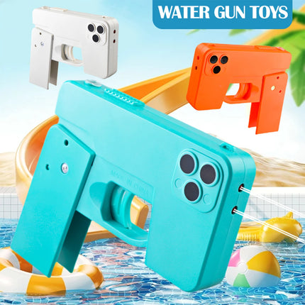 Folding Water Gun Toy, Simulate Shape of Mobile Phone Long Firing Range Outdoor Beach Bathroom Pool Play Water Gifts for Kids