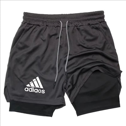 Men'S Compression Shorts Summer Gym Fitness Running Training Sports Shorts Two-In-One Mesh Breathable Quick-Drying Shorts