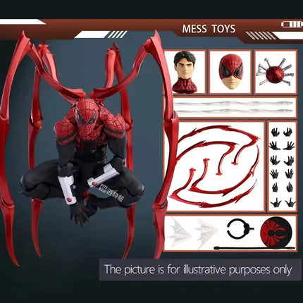 New Spider-Man doll, premium PVC black and red Spider-Man Mess Toys, anime-style action doll, suitable for collection and as a g