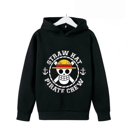 One Piece Fleece Clothing Kids Cute Cartoon Thick Hoodie Luffy Anime Hoodies Fashion Clothes Sweatshirt Boys Girls Outfits Gifts