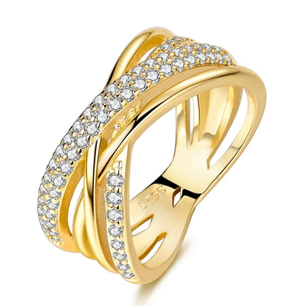 Shine Zircon Ring 925 Silver Original Stone Multi Layer Simple Infinitely Wide Rings For Women FineJewelry Wedding Party Gift