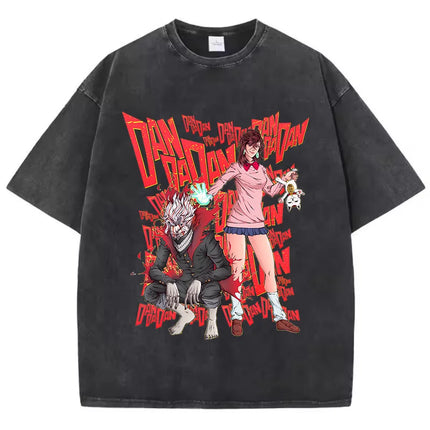 Cotton Washed Dandadan Okarun T-shirt Men Japanese Anime T Shirt Cartoon High Quality Tshirt Aesthetic Fashion Tee Male