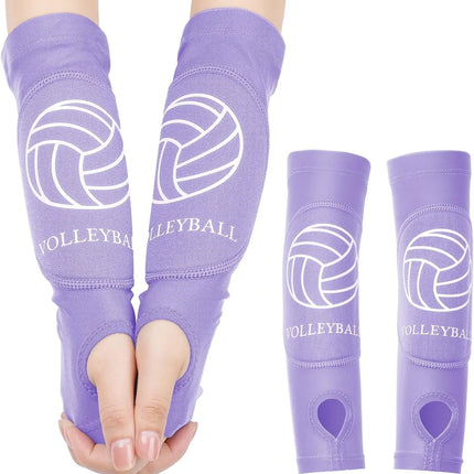 1Pair Sports Volleyball Arm Sleeves for Girls Passing Forearm Sleeves with Protection Pads and Thumbhole for Youth