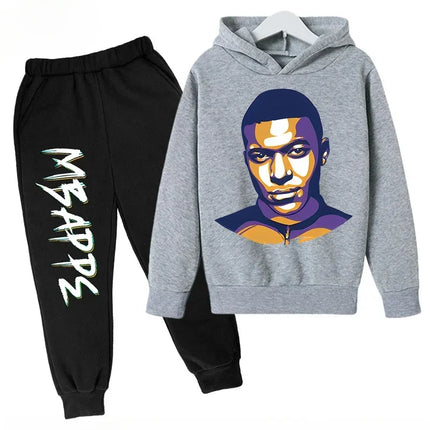 Spring Autumn Children's Hoodie Set Mbappe Print Plus Sweatshirt Pants Suits Sports Kid Tracksuit 2-piece Set Boys Girls Clothes