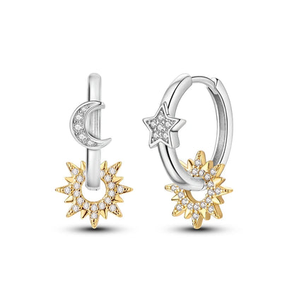 Orstarry 925 Sterling Silver Crystal Circular Eardrops Drop Earrings Women Earrings Charm Fashion Versatile Party Jewelry Gifts