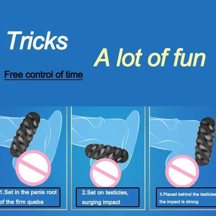3D Spiral Ring For Penis Sex Toys For Men Delay Time Ejaculation Cockring Soft Elastic Erotic Adult Toys Rings For Male