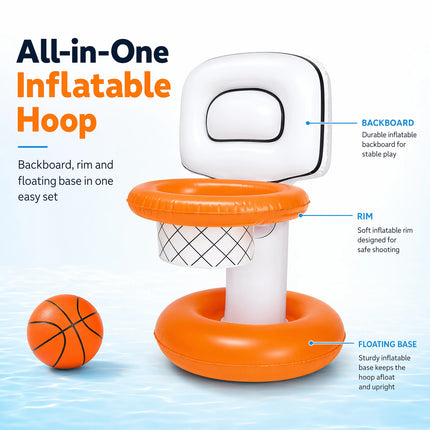 Inflatable Floating Basketball Hoop Set Thick PVC Water Shooting Game With Mini Basketball Summer Swimming Pool Beach Backyard