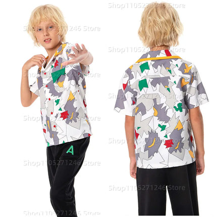 Dustin Cosplay Henderson Role Play Adult Child Boys Summer Printed Shirt TV ST Costume Kids Men Fantasy Party Cloth