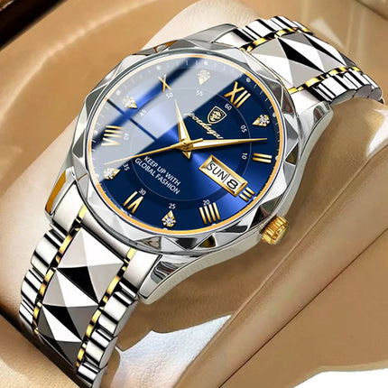 POEDAGAR Luxury Business Men's Watches Waterproof Stainless Steel Luminous Men's Wristwatch Date Week Quartz Sport Men's Watch Reloj