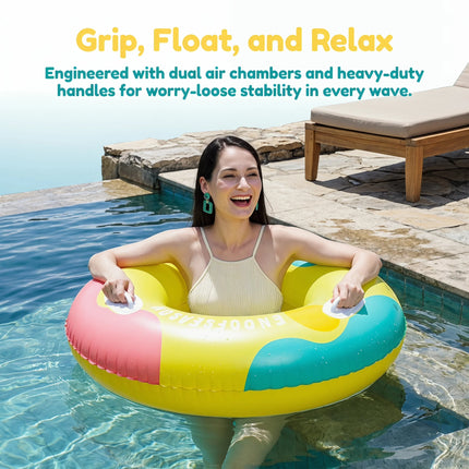 1PC Colourful Inflatable Swim Rings for Pool Parties, Floats for Adults Rings Striped Pool Float, Large Swim Ring for Adults