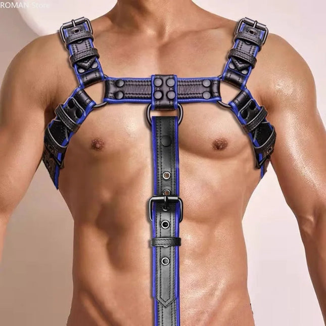 Adjustable Buckle Harness, PU Leather Body Chest Garter Belt, Cosplay Nightclub Sexy Punk Bondage Belt For Men Gay, BDSM, Adult