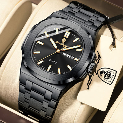 POEDAGAR Exquisite Fashion Men's Watches Waterproof Luminous Date Week Men Watch Stainless Steel Quartz Casual Classic Man Watch