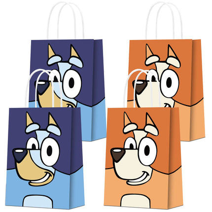 6/12Pcs Bluey Theme Gift Bag Set Bingo Anime Children's Birthday Party Biscuit Candy Packaging Bag Gifts Storage Party Supplies