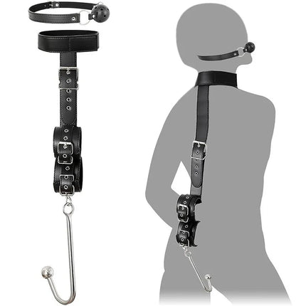 BDSM Bondage Restraint Kit for Couples, Adjustable Handcuffs, Collar, Hook and Plug Set, Adult Roleplay Accessories