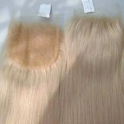12-22 Inch 5x5 613 Blonde Straight Human Hair Closure Transparent Lace Closure Brazilian Virgin Hair 150% Density Full End
