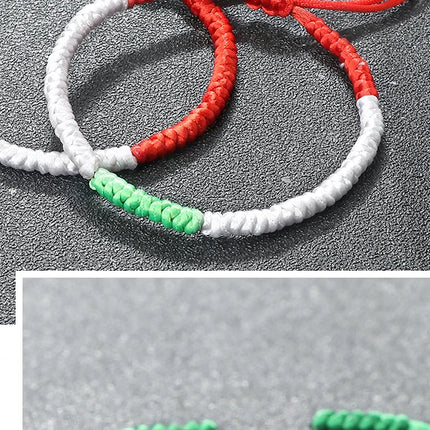Handmade Countries Flag Color Bracelet Green White Red Rope Italy Mexico Ireland Bangles Adjustable Size Bracelets Couple Gift