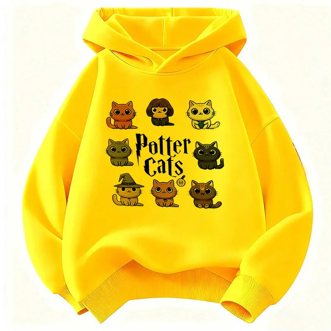 Potter Cat Graphic Hoodie Kids Cat Children's Sweatshirt Hoody for Boys Girls Autumn Winter Casual Hoodies