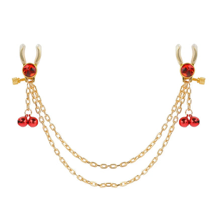 Bell-equipped Nipple Clamp Tassel Design BDSM Flirting Is Suitable for Couples Adjustable Nipple Clamp Chain