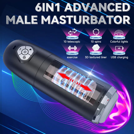APP Male Masturbation Cup Auto Rotating Belt 10 Push Rotating Hands Free Electric Penis Pump Vision Sex Toy Male Sex Machine 18+