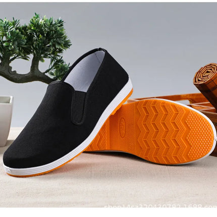 Beijing Men's Cloth Shoes Black Rubber Sole Casual Versatile Slip-On Low Cut Breathable Comfortable All-Season Footwear