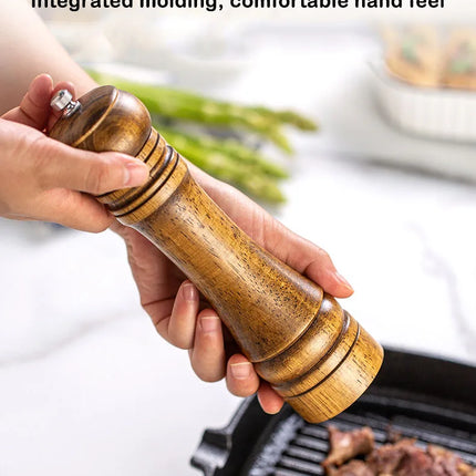5" 8" 10" Salt and Pepper Grinder, Solid Wood Spice Pepper Mill with Strong Adjustable Ceramic Grinder Kitchen Cooking Tools