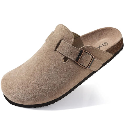 Kidmi Summer Clogs for Women Men Suede Clogs Adjustable Buckle Slip-on Cork Footbed Mules Clogs Antislip Sole Slippers Unisex