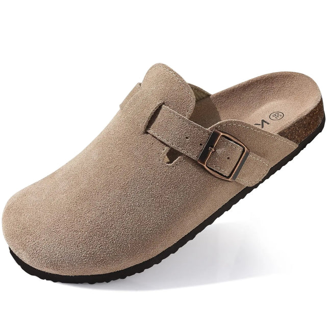 Kidmi Summer Clogs for Women Men Suede Clogs Adjustable Buckle Slip-on Cork Footbed Mules Clogs Antislip Sole Slippers Unisex