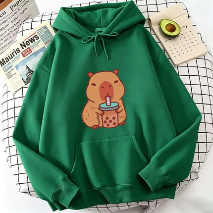 Capybara Cartoon Hoodie Graphic Printing Kawaii Sweatshirt Long Sleeve Comfortable Clothing Casual Pullovers Soft Cute