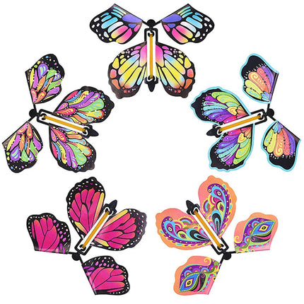 10 Magic Clockwork Flying Butterfly Surprise Box Explosive Box in Book Rubber Band Driven Magic Fairy Flying Toy Surprise Gift
