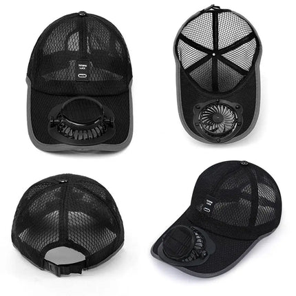 Summer Men Women Fan Baseball Hat Sun Block Baseball Hat with Solar Fan USB Charging Fan Breathable UV Block Outdoor Sunhats ﻿