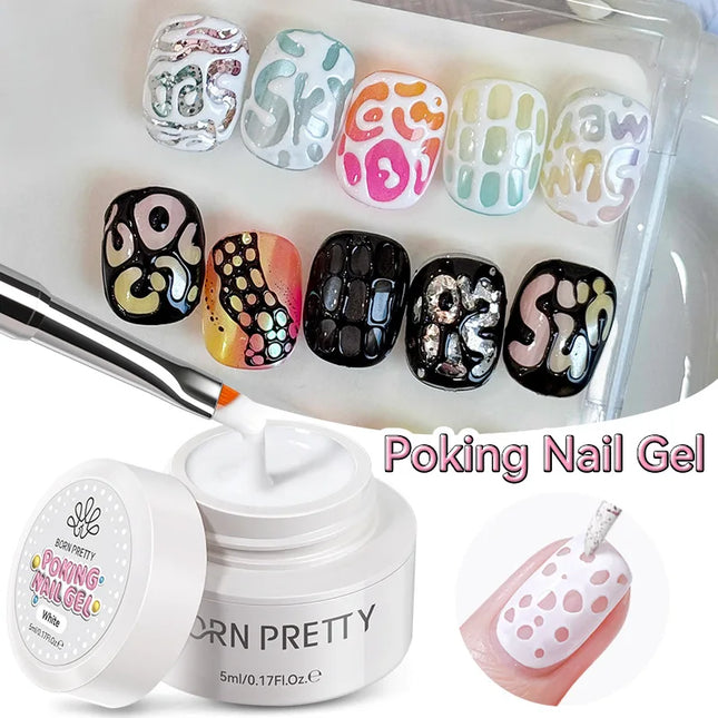 New Pretty 5ml Poke Poke Nail Art Gel Glue Black White Wave Texture Nail Painting Art Gel Soak Off UV LED Varnish 2026 Hot