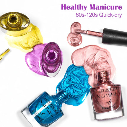 6pc Mirror Metallic Nail Polish No Need Lamp Quick Dry Mirror Effect Long Lasting Nail Supplies Varnish Manicure for Home Salon