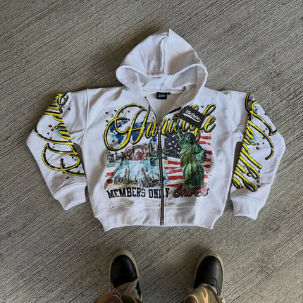 Statue of Liberty Hoodies Women European And American Street Y2k Hip Hop Grunge Punk Rock Sweatshirt Best Sell Casual Hoodie