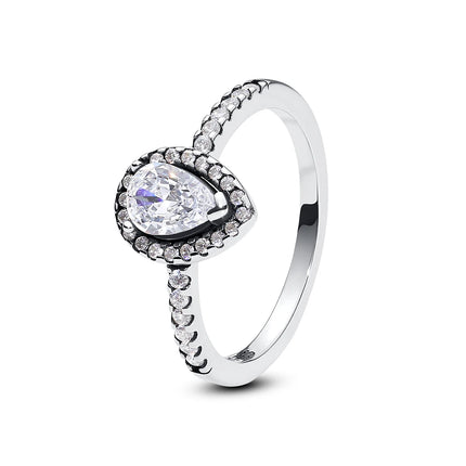Original 925 Sterling Silver Ring Love Heart Pave CZ Crystal Stackable Rings For Women Wedding Engagement Birthday Gift Jewelry