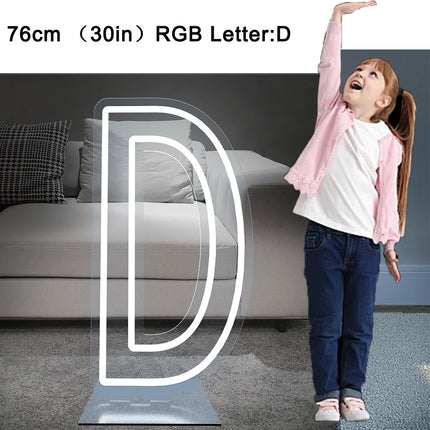 76cm Large Light up Letter Sign 26 Alphabet Stand up Lighting for Wedding Birthday Party Home Bar Decor