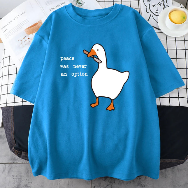 Peace Was Never An Option Prints Mans Cotton Tee Clothing Creativity All-math Short Sleeve Fashion Casual Loose Tops Men T-Shirt