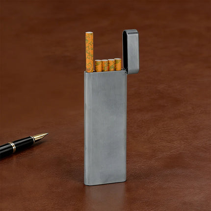 Portable Cigarette Case Metal Cigarette Storage Container for Trave Outdoor Holds 5 Ultra Slim Cigarettes Tobacco Accessories