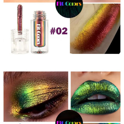 Glossy Metallic Eyeshadow Lipstick Set Liquid Glitter Pigment Optical Chameleon Face Beauty Makeup Cosmetic