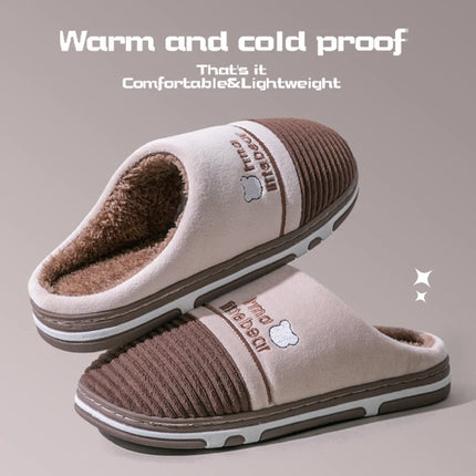 New autumn and winter fur slippers for women, thick soled and plush warm indoor home, non slip cotton slippers
