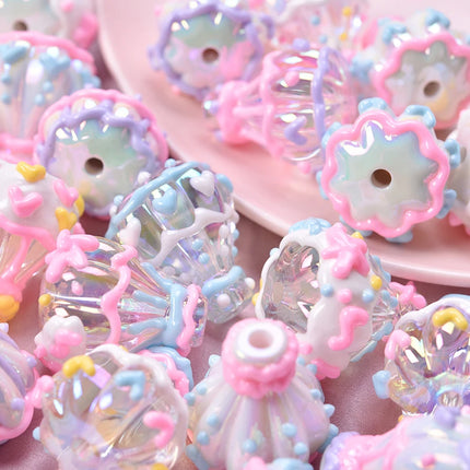 Mixed Cartoon Mini Cake Ice Cream Charms Bulk Random Hand Painted Angel Wing Heart Hot-air Balloon Spacer Beads Jewelry Making