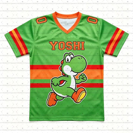 Yoshi Super Mario Bros Button Up Hawaiian Shirt Men's Beach Causal Short Sleeve Shirt Hawaiian Shirt Summer Men's Vacation Shirt