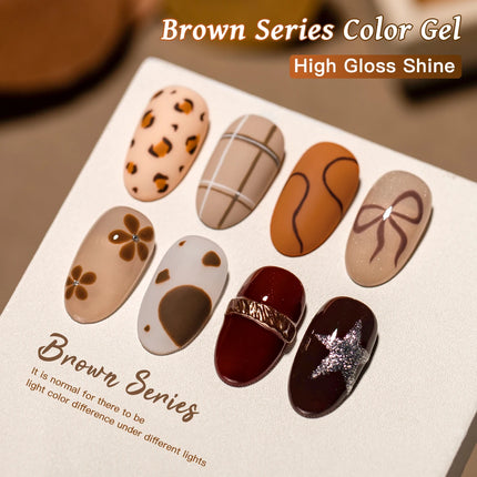 10ml Coffee Brown Gel Nail Polish HEMA TPO FREE Semi Permanent Soak Off UV Gel Varnish Nail Art Decoration Design Nail Supplies