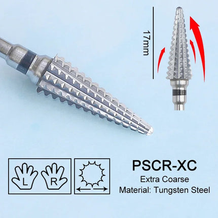 16mm Extra Long Triangle Cone Nail Drill Bits Gold Carbide Milling Cutter Gel Remover Grinding Manicure Tools Accessories 3/32"
