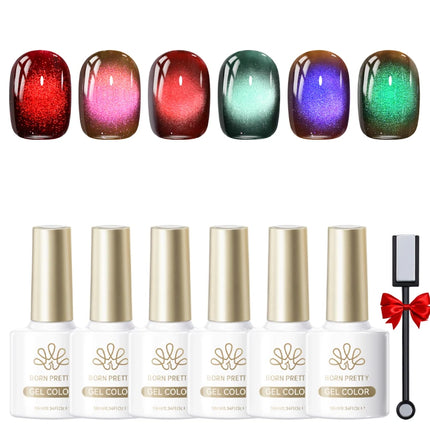 BORN PRETTY Cat Magnetic Moonlight Gel Nail Polish Set 10ml Sparking White Silver Water-light Soak Off UV Gel Nail Art Manicure