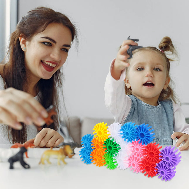 1Set Gear Interlocking Construction Set for Kids Creative Building Play Educational Early Development Fine Motor